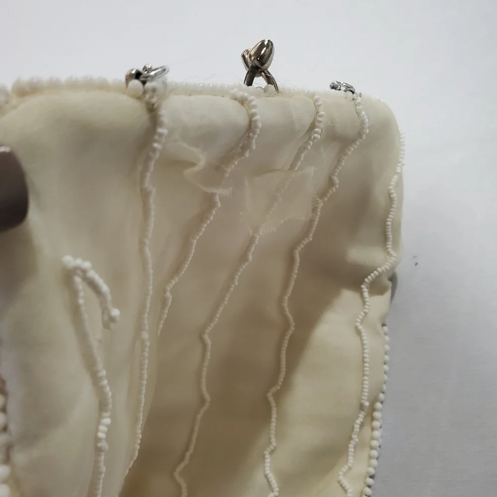 Vintage Debbie Cream Colored Beaded Small Purse